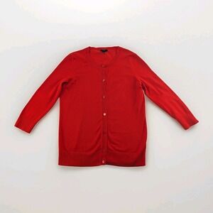 Talbots Petites Pima Cotton Orange Button Front Cardigan Sweater Sz P